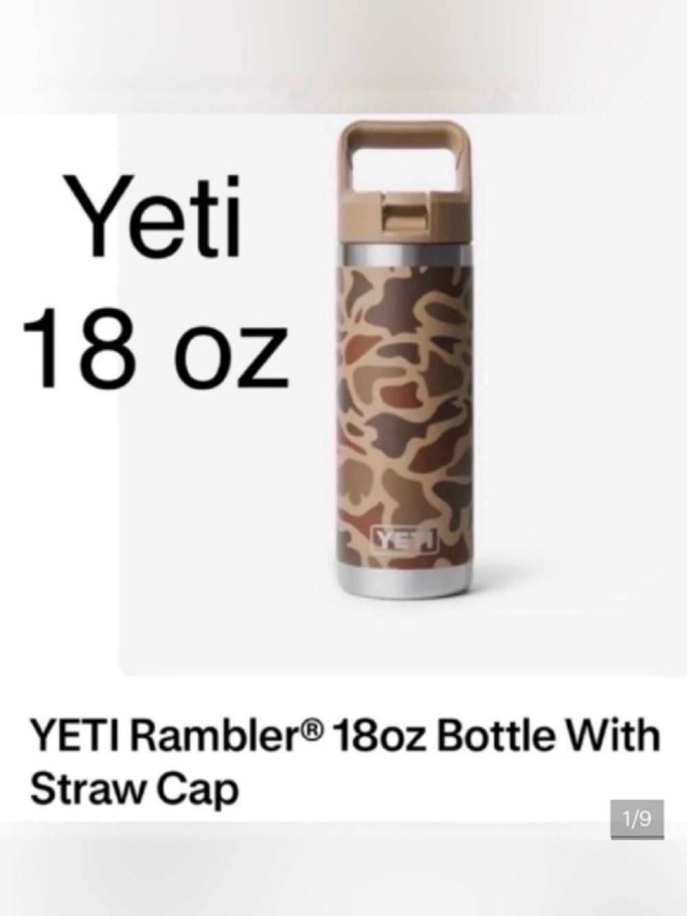 Yeti 18-oz Rambler  Bottle with straw in HARD TO FIND -Camo & Tan- NEW—
